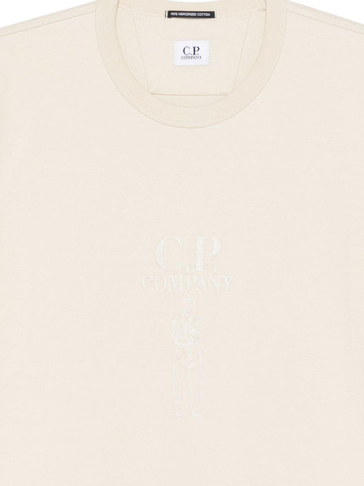T-shirt beige con logo 