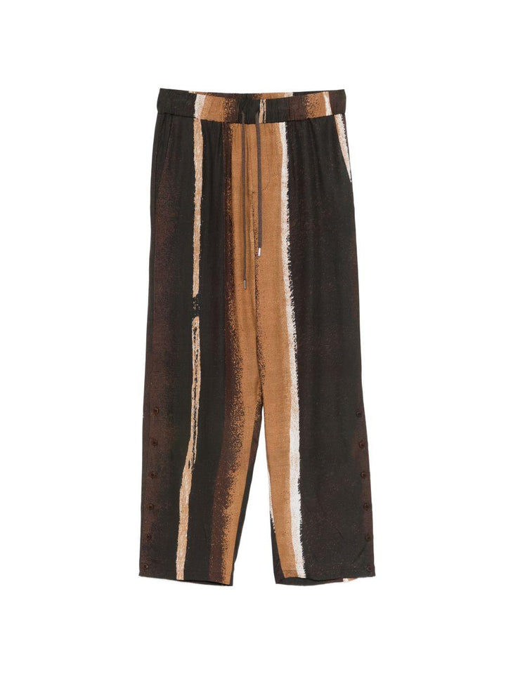 Pantaloni a righe marroni in lyocell 
