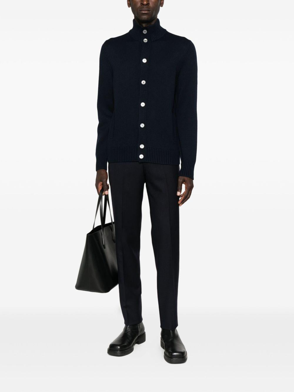 Cardigan a collo alto blu navy 