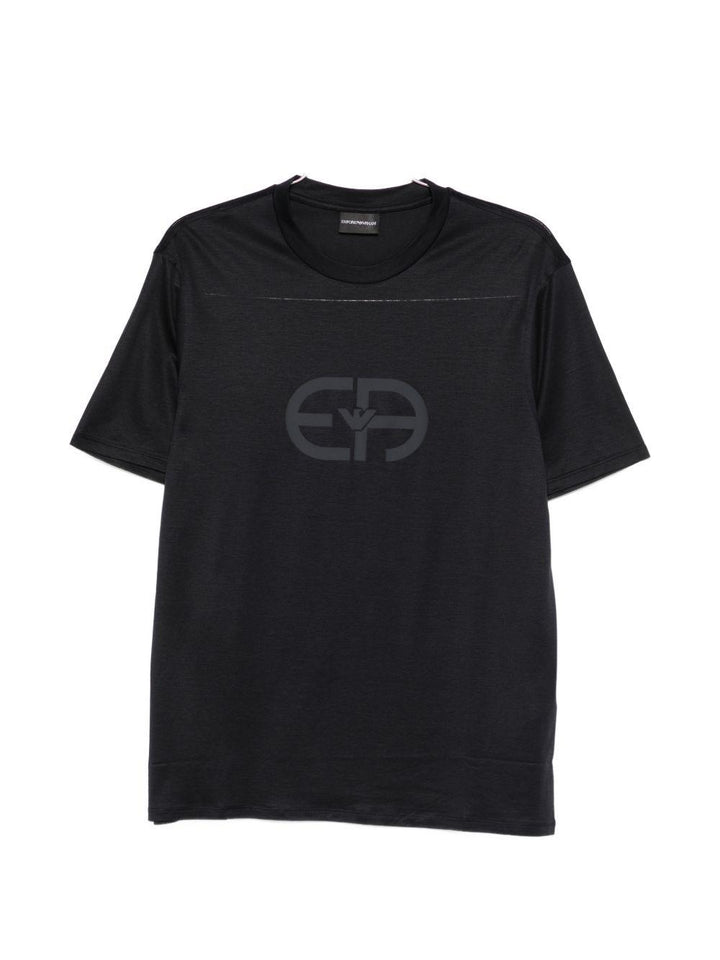 T-shirt girocollo blu con stampa 