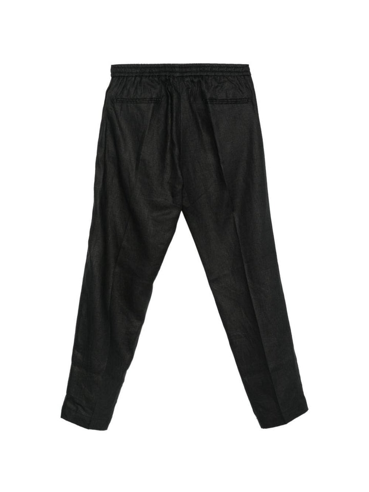Pantaloni con coulisse in lino nero 