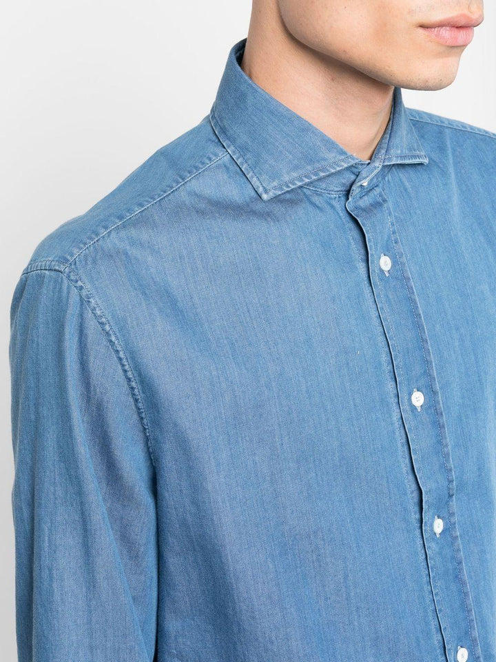 Camicia con bottoni denim medio 