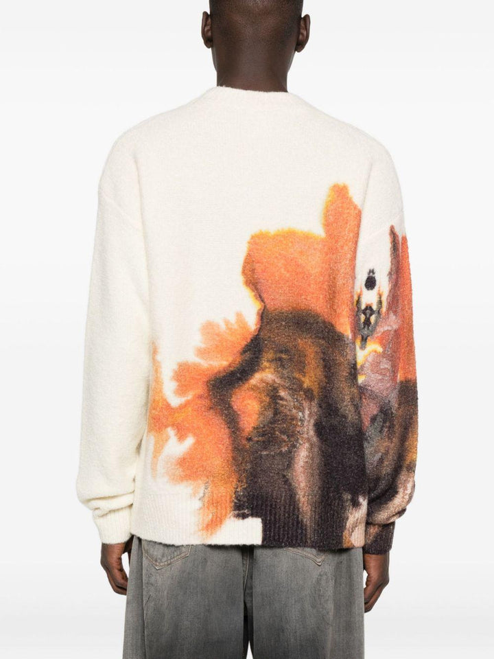 Maglione bianco con stampa grafica 