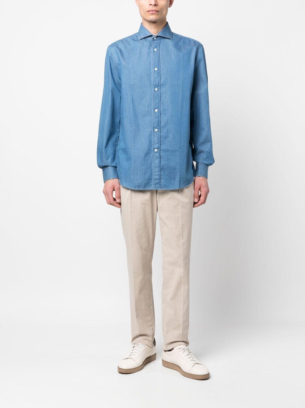 Camicia con bottoni denim medio 