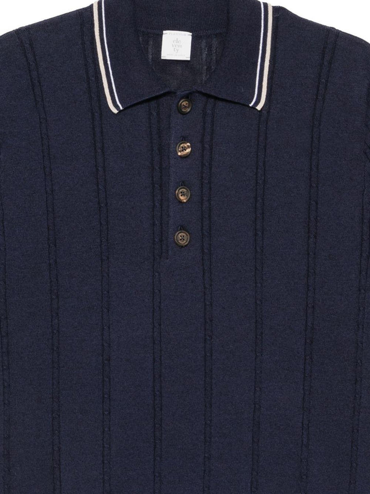 Polo lavorata a trecce blu e beige 