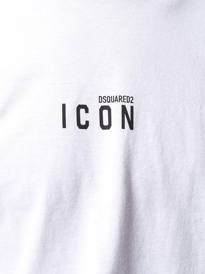 T-shirt Bianca Micro-Stampa Icon 