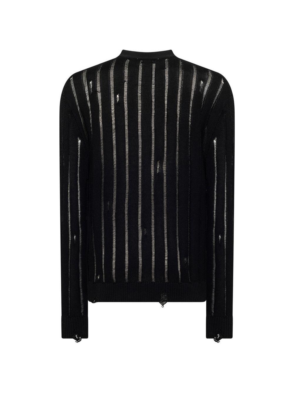 Cardigan nero con trasparenze con bottoni 