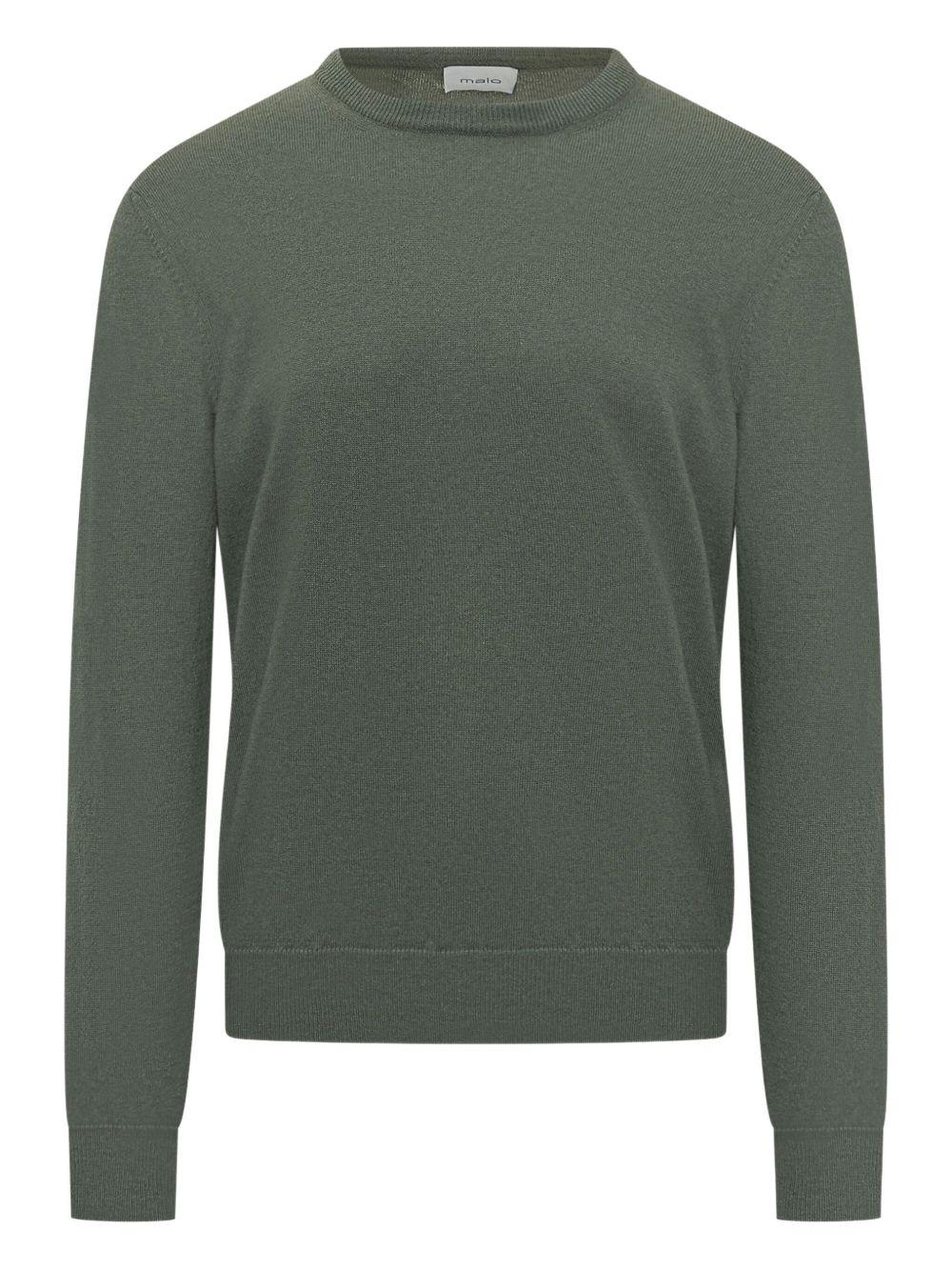 Maglione girocollo verde in cashmere 