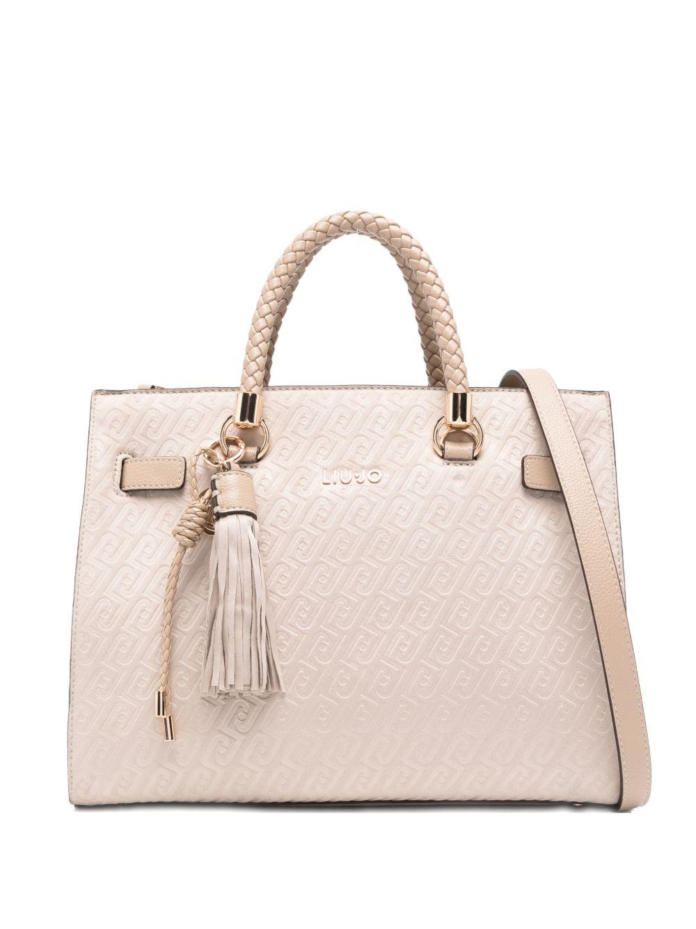Borsa tote con logo goffrato 