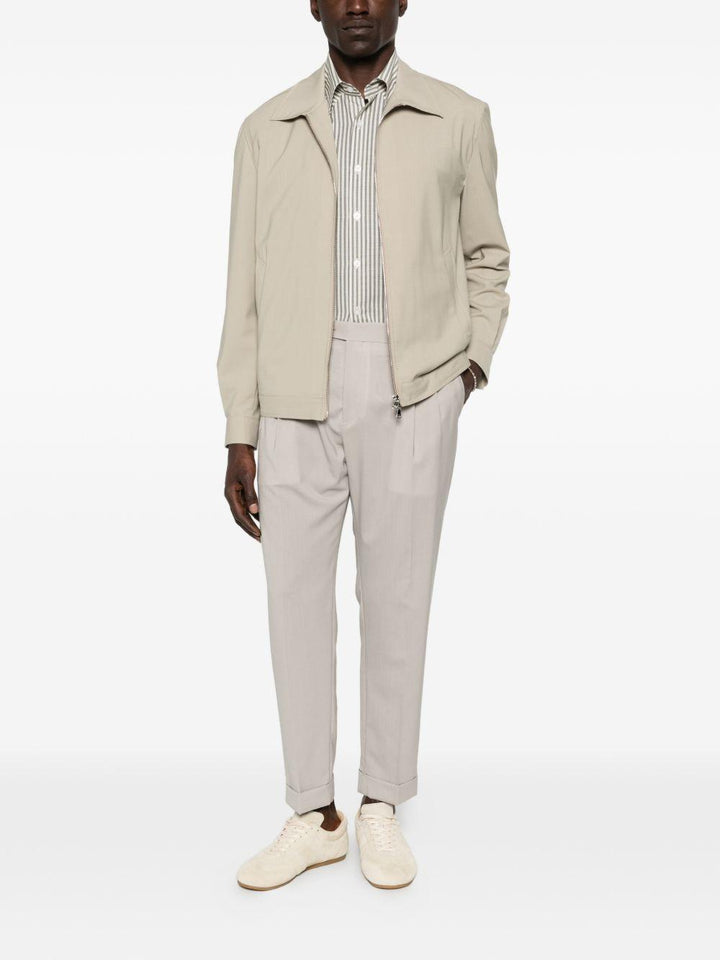 Giacca camicia beige con zip 