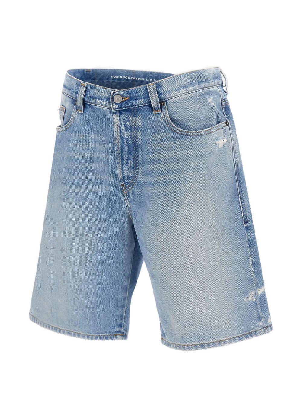 Shorts in denim strappato denim 