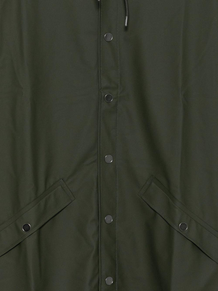 Impermeabile verde Evergreen con cappuccio e coulisse 