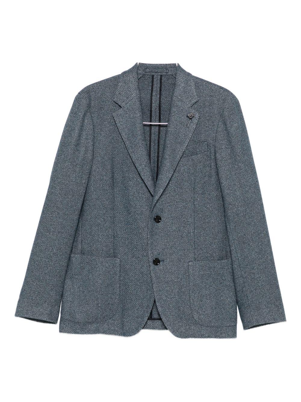 Giacca monopetto blu con revers classici 