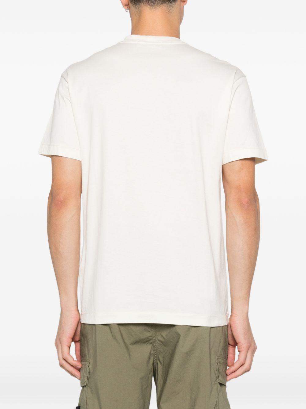 T-shirt avorio con applicazione logo 