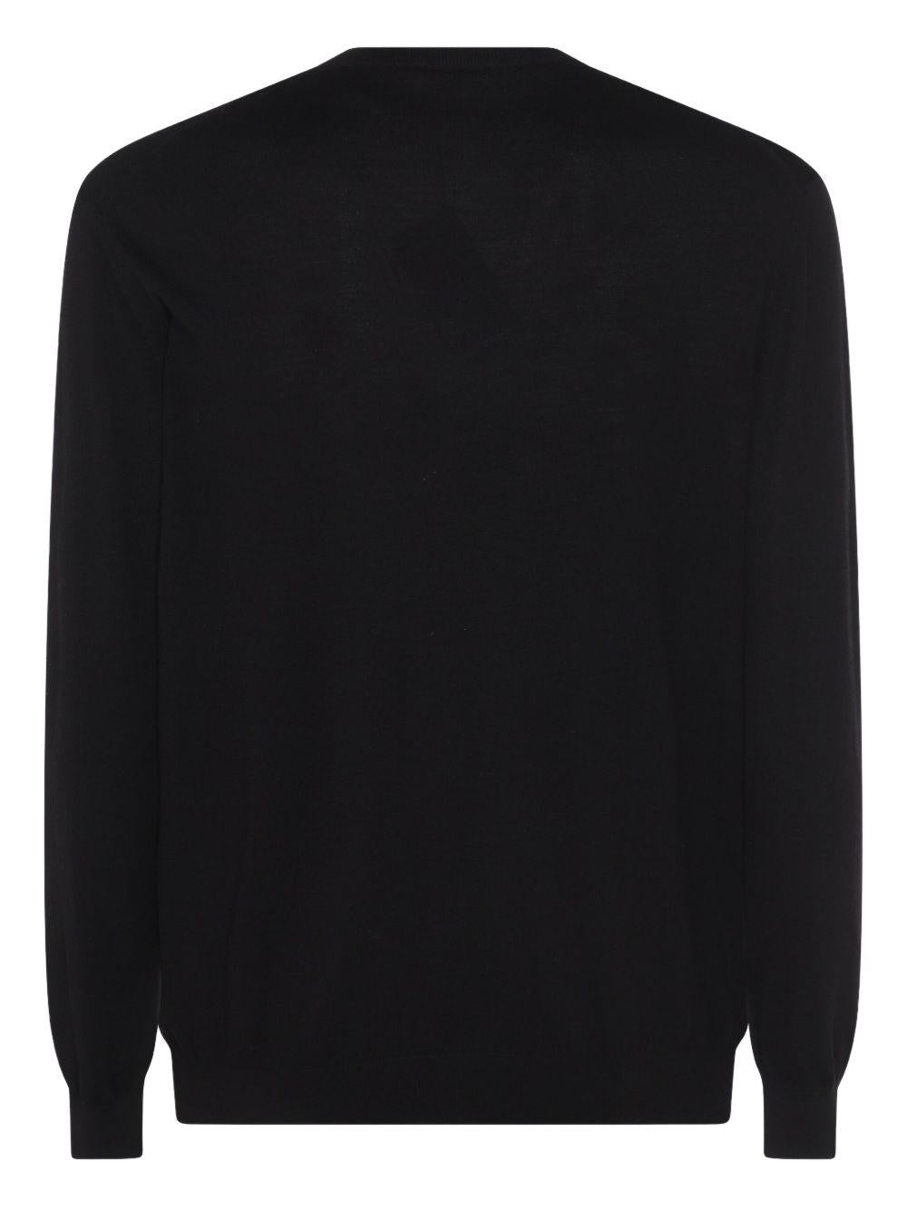 Maglione girocollo nero in lana 