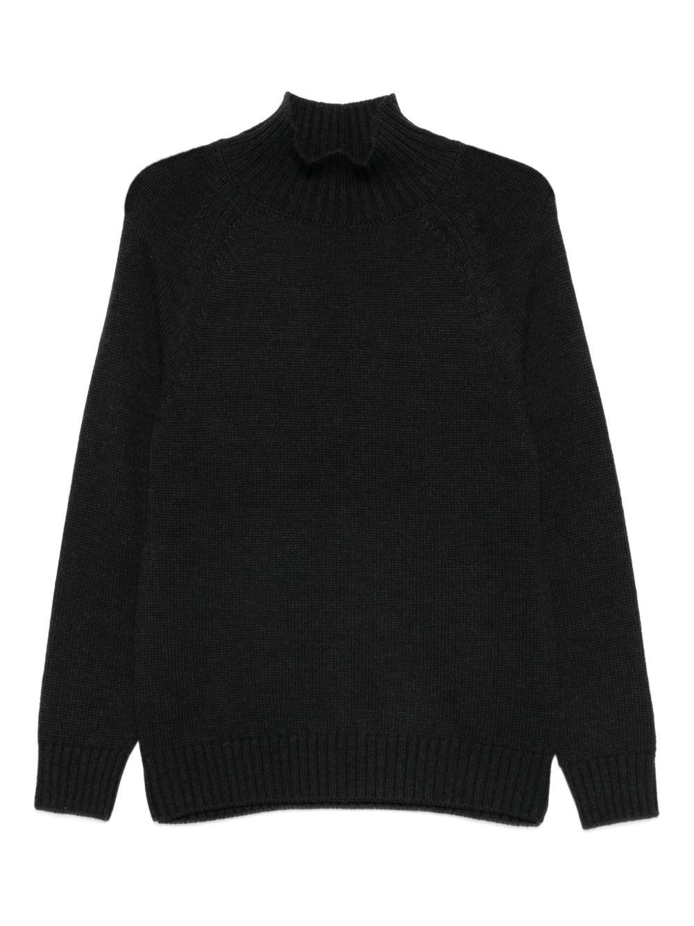 Maglione grigio scuro in lana a collo alto 