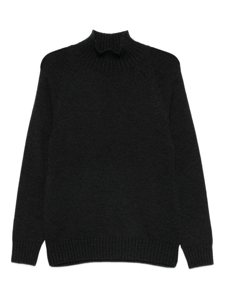 Maglione grigio scuro in lana a collo alto 