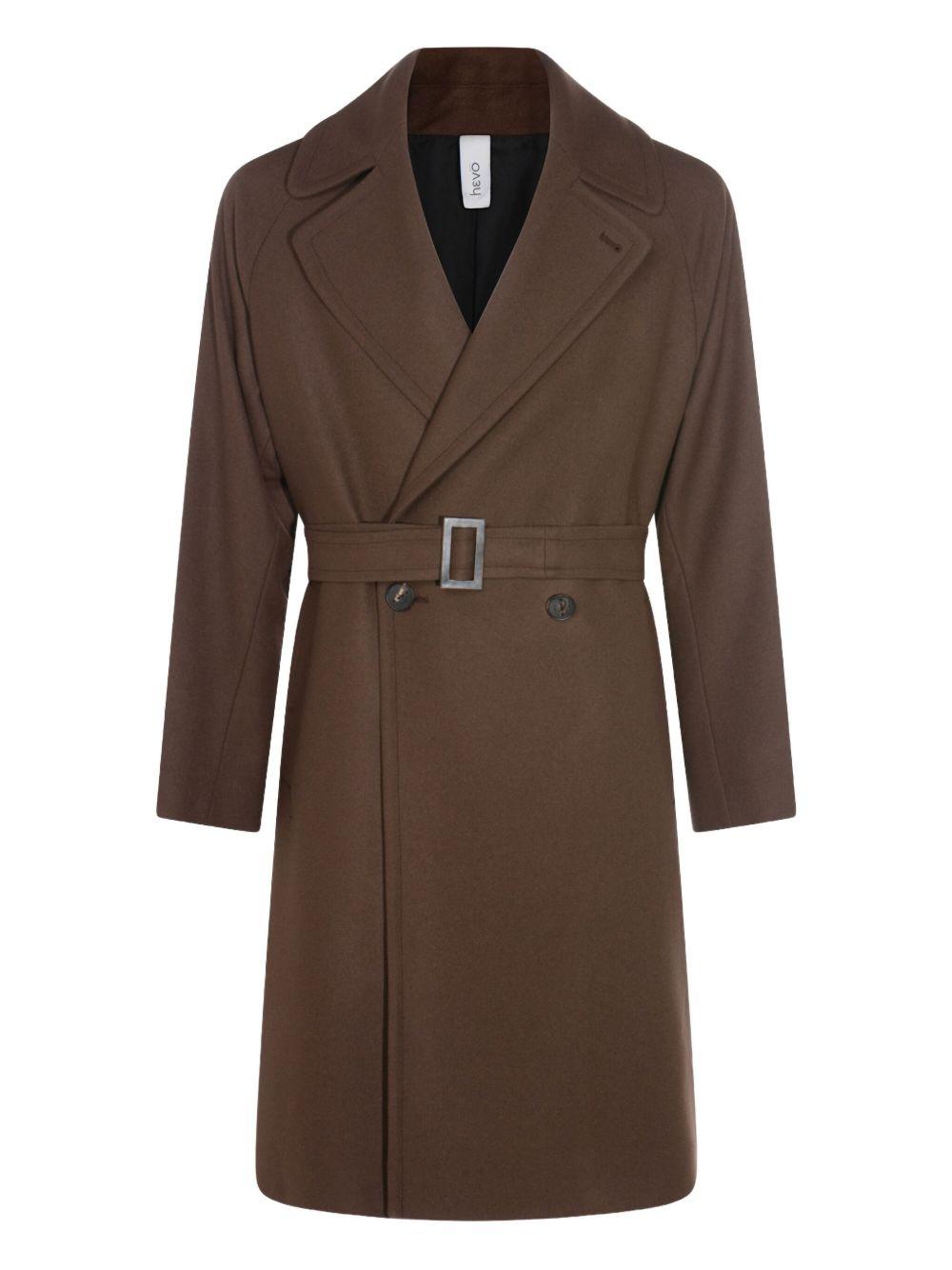 Cappotto doppiopetto con cintura marrone 