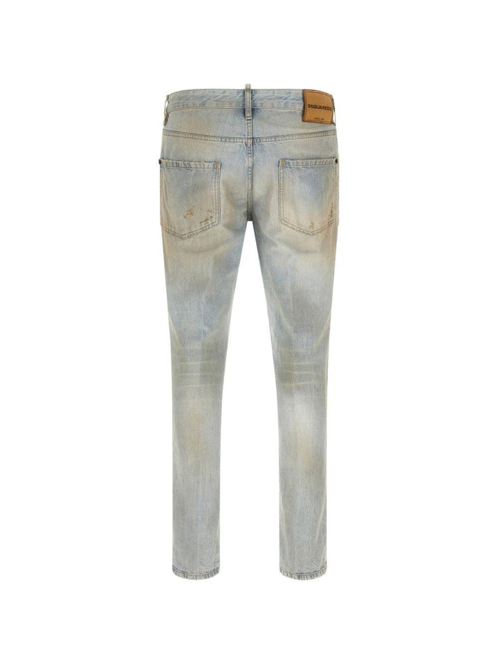 Jeans navy effetto schiarito 