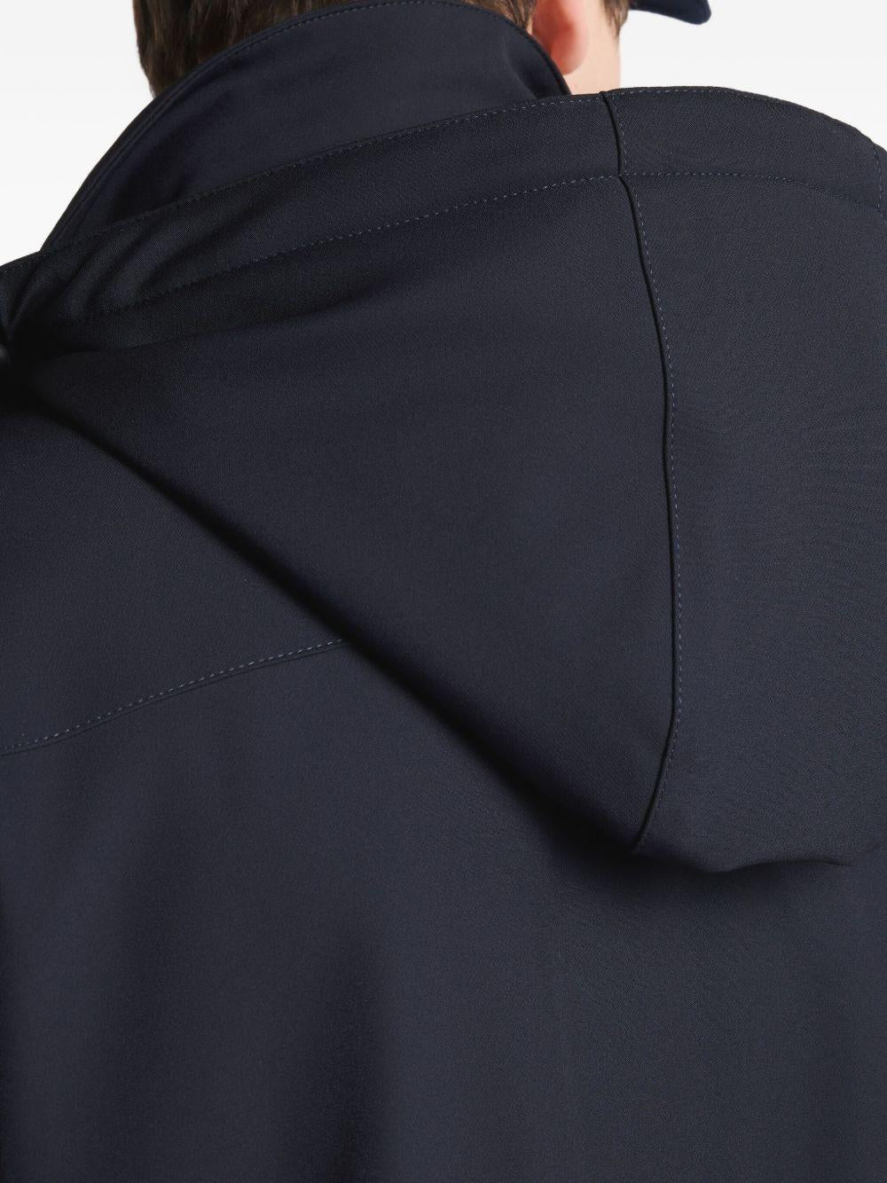 Cappotto blu navy con cappuccio 