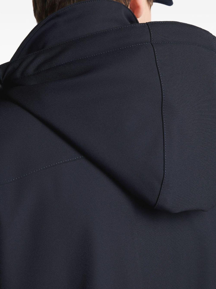 Cappotto blu navy con cappuccio 