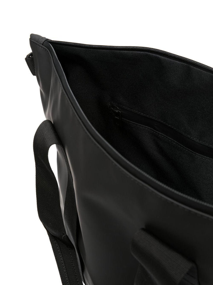 Borsa tote nera con logo inciso 