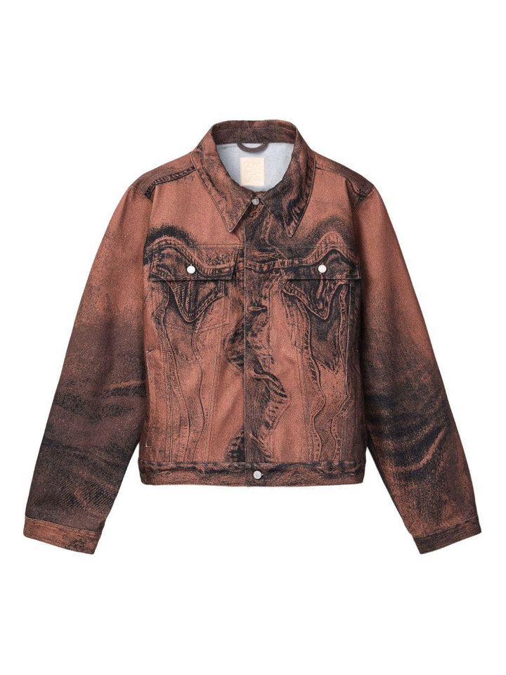 Giacca denim con lavaggio marrone 