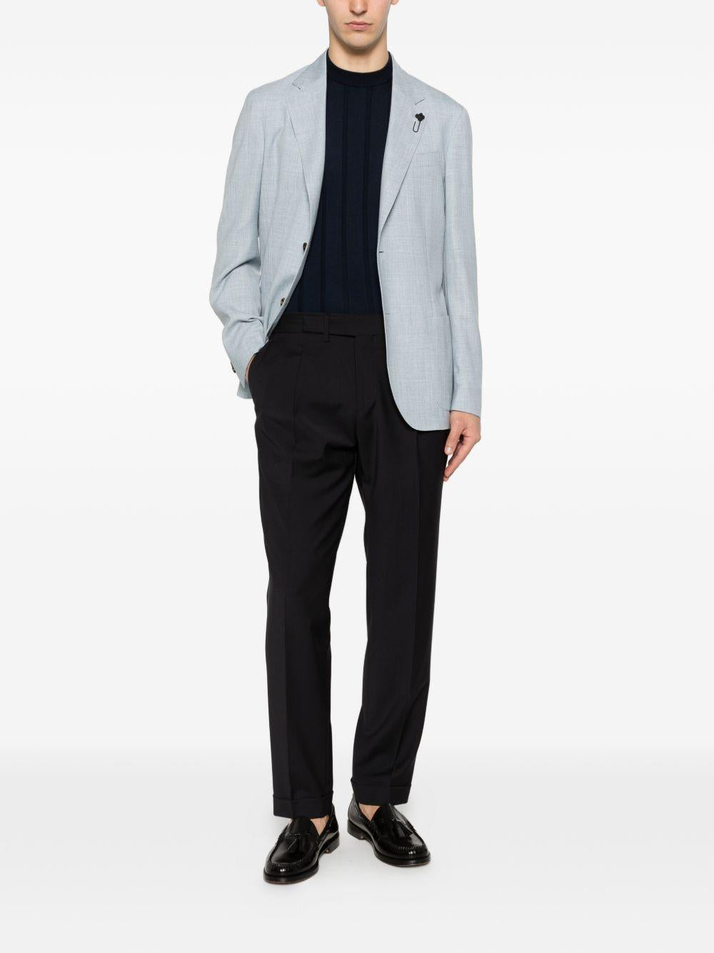 Pantaloni sartoriali blu navi con pieghe 
