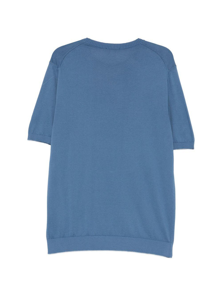 T-shirt girocollo in maglia ocean blue 
