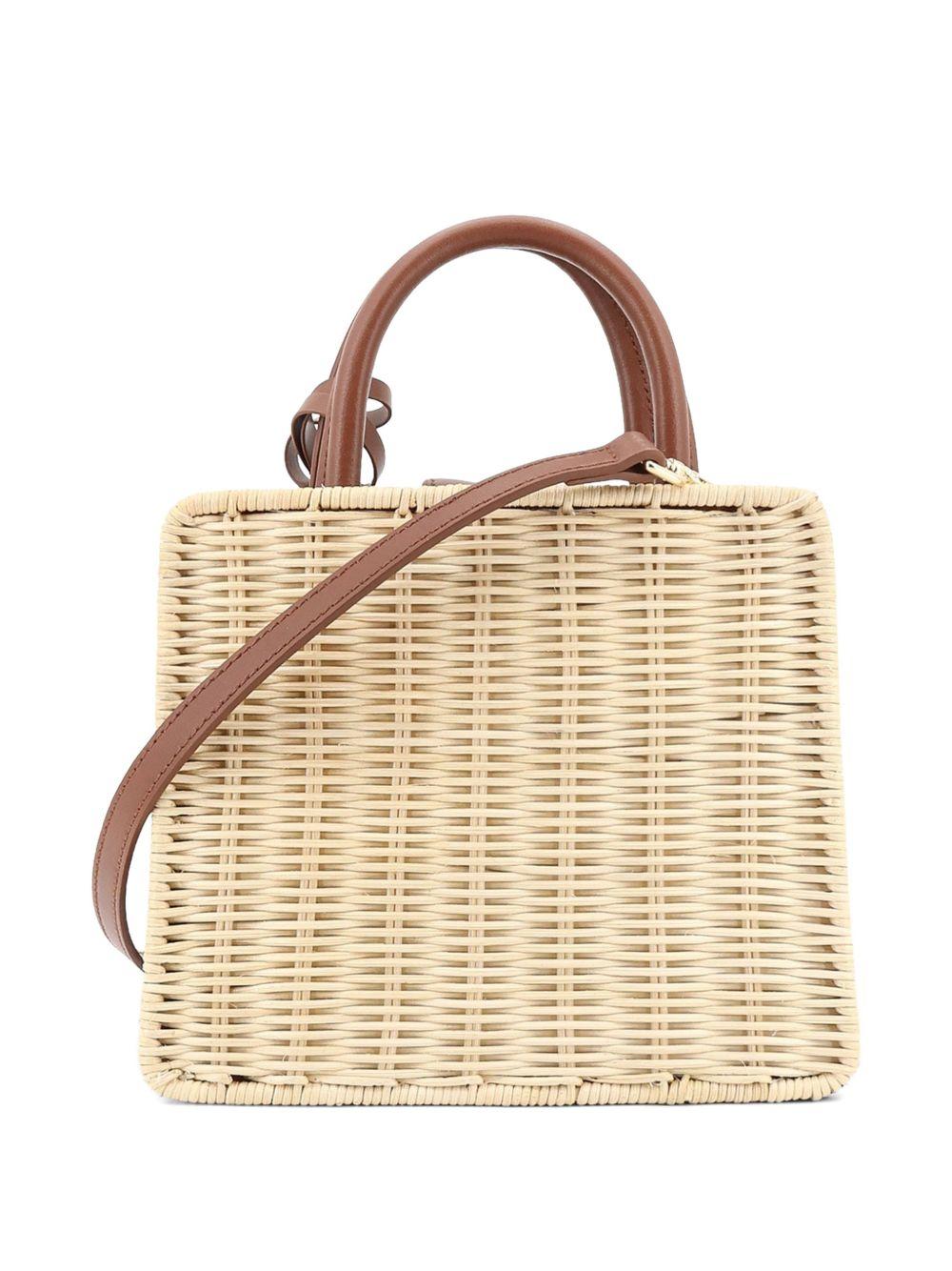 Borsa beige con texture intrecciata 