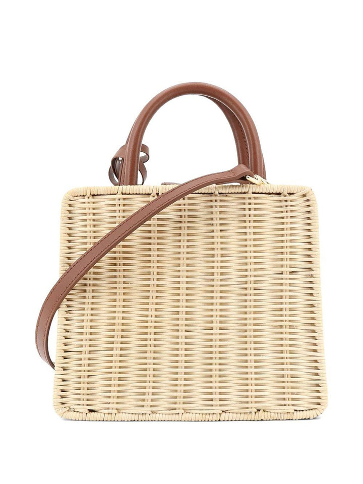 Borsa beige con texture intrecciata 
