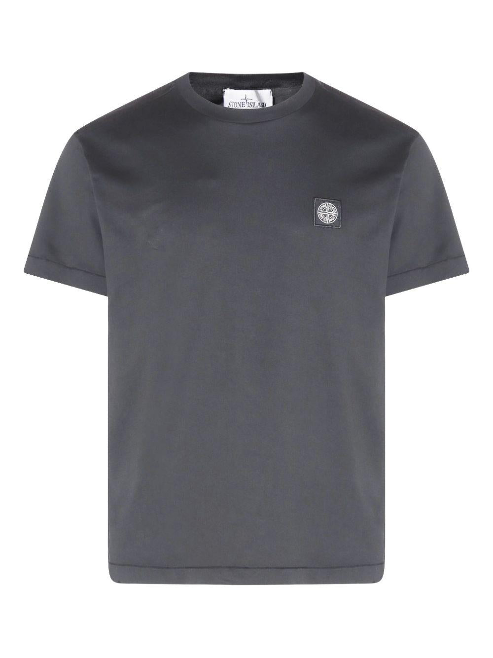 T-shirt grigia con applicazione logo 