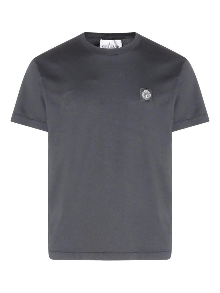 T-shirt grigia con applicazione logo 