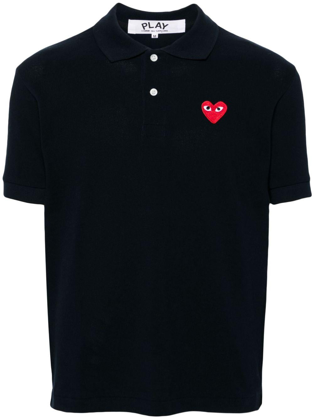 Polo nera con logo ricamato 