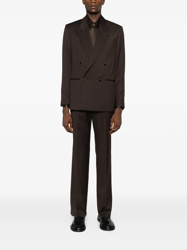 Blazer Marrone Doppiopetto con rever a lancia 