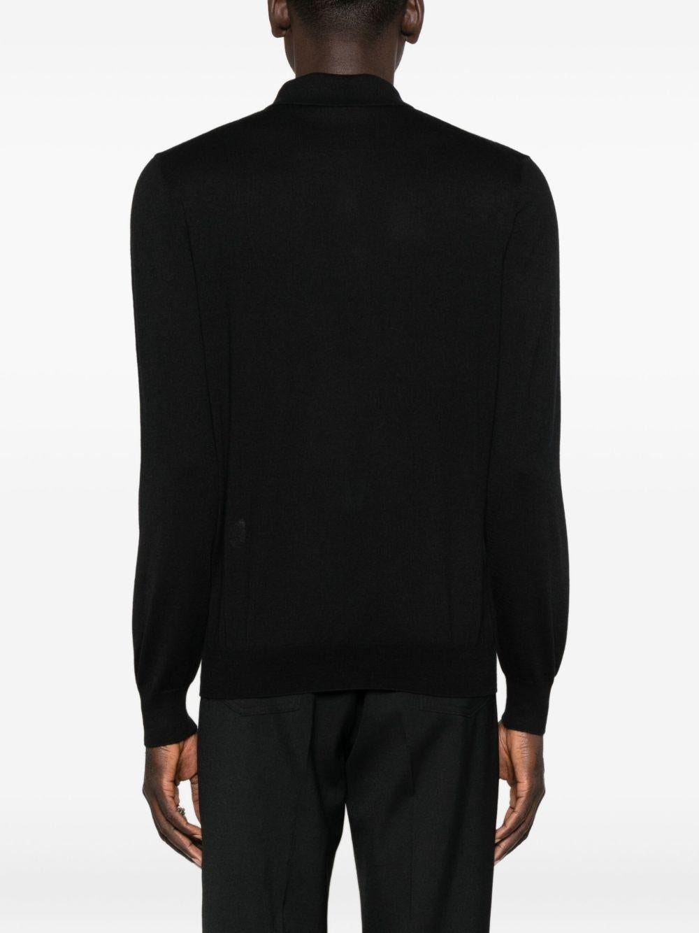 Maglione stile polo a maniche lunghe nero 