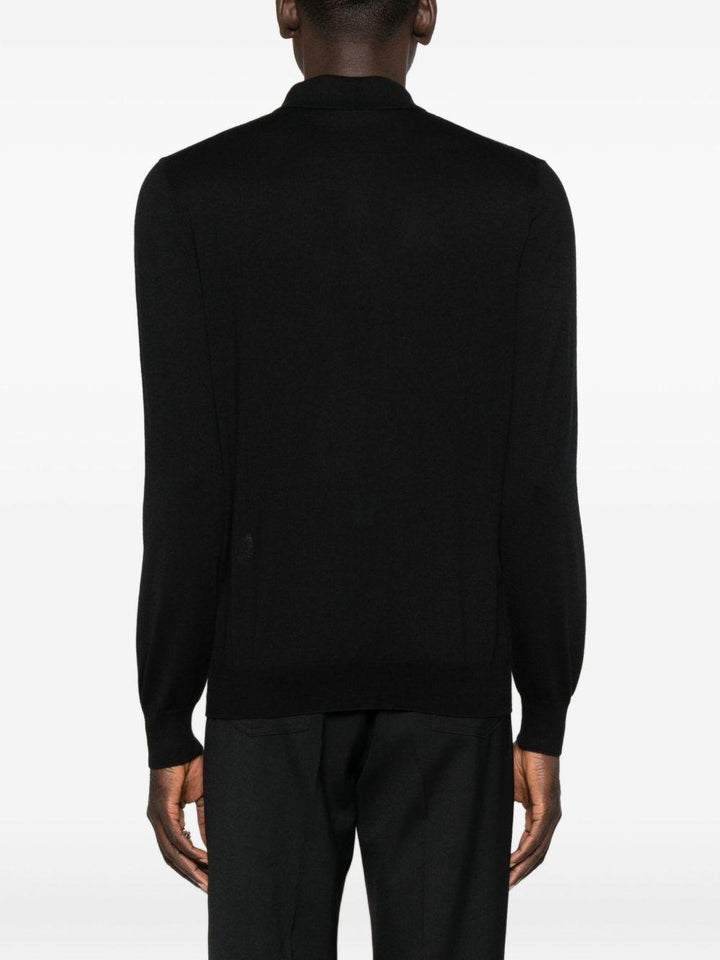 Maglione stile polo a maniche lunghe nero 