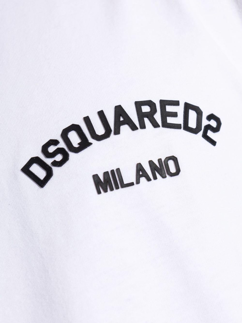 T-shirt bianca in cotone con logo sul petto 