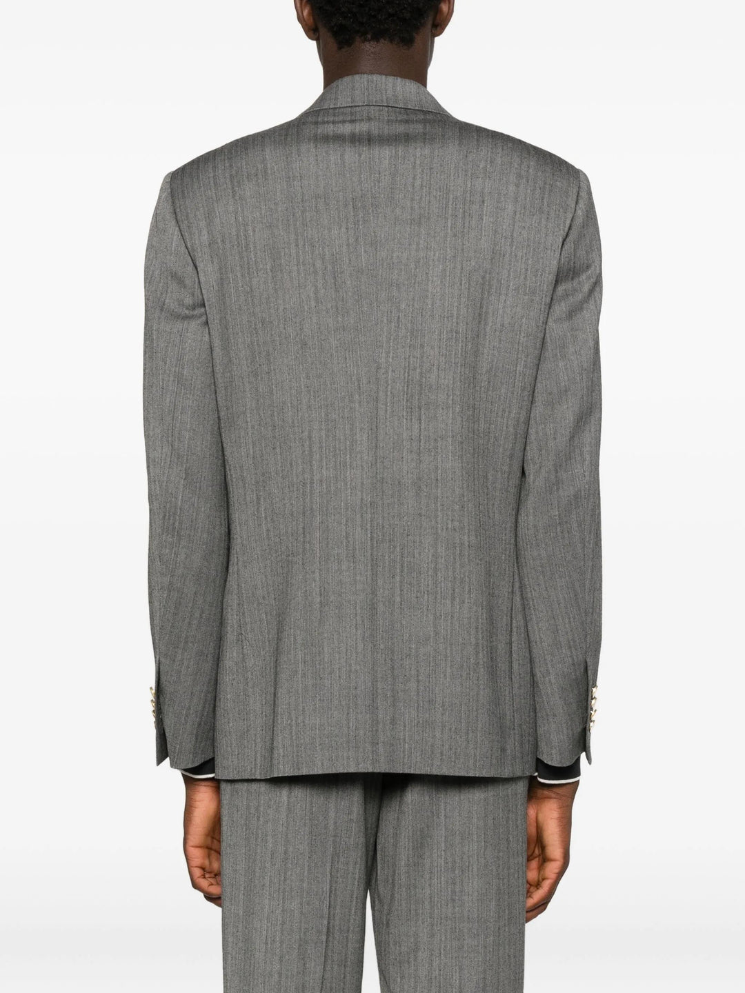 Blazer Grigio Spigato Doppiopetto con rever a lancia 