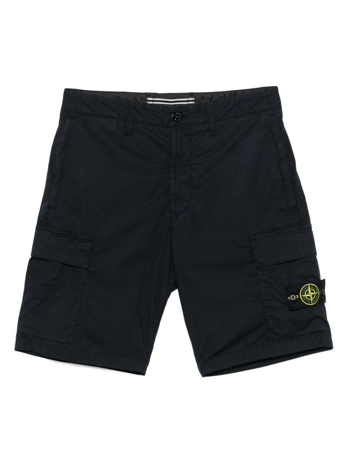 Cargo shorts blu navy con logo patch 