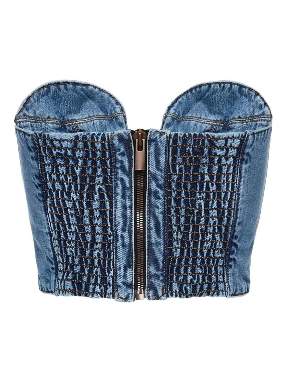 Canotta denim con zip 