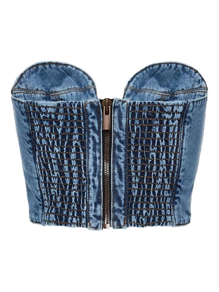 Canotta denim con zip 