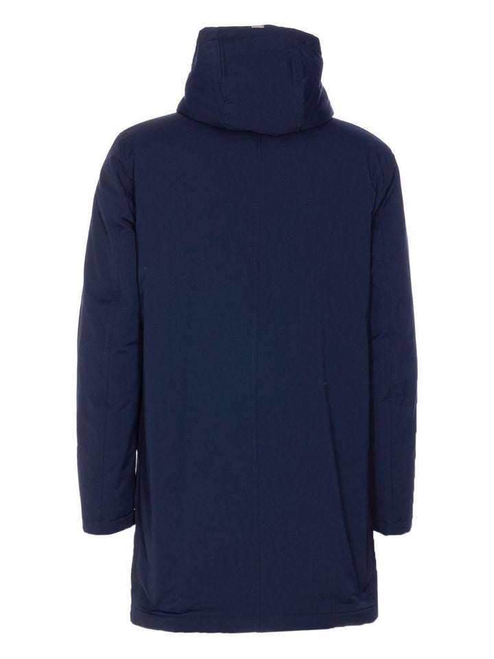 Parka blu navy con cappuccio e fodera in pelliccia sintetica