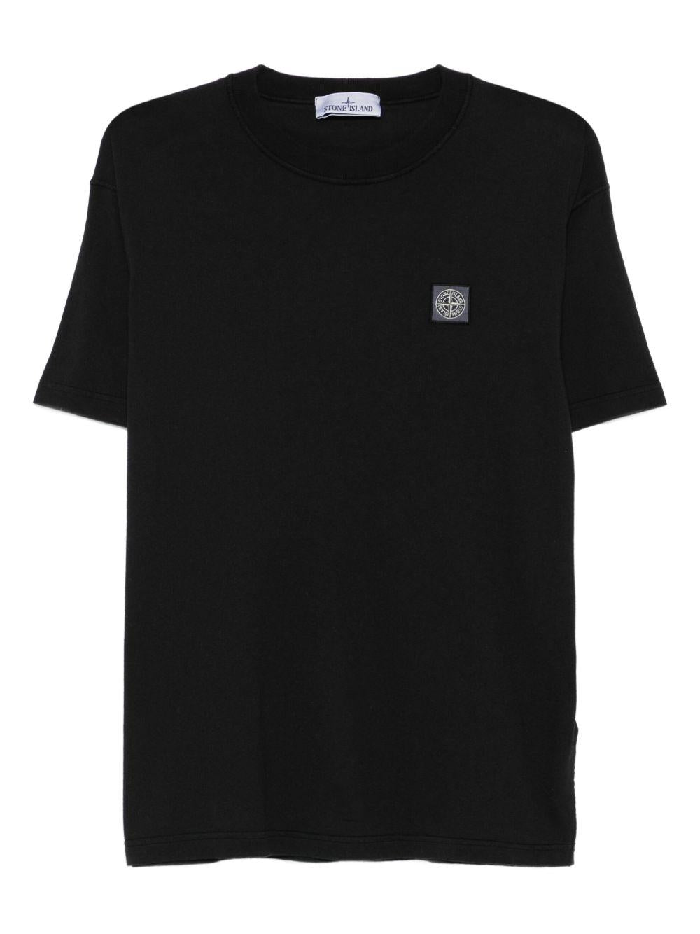 T-shirt nero con applicazione logo 