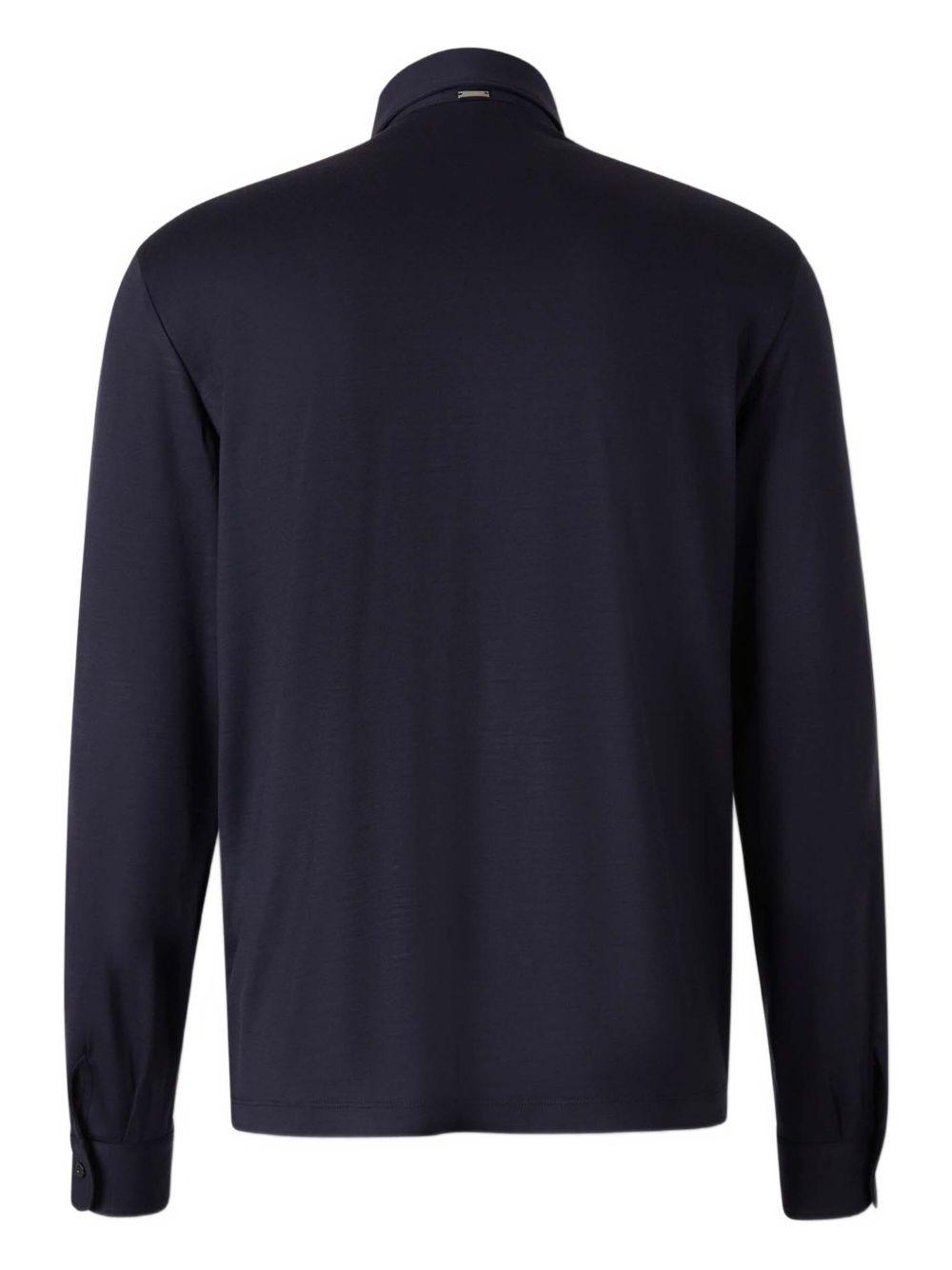 Polo navy a maniche lunghe in cotone 