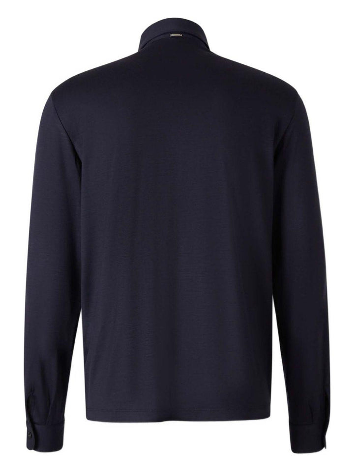 Polo navy a maniche lunghe in cotone 
