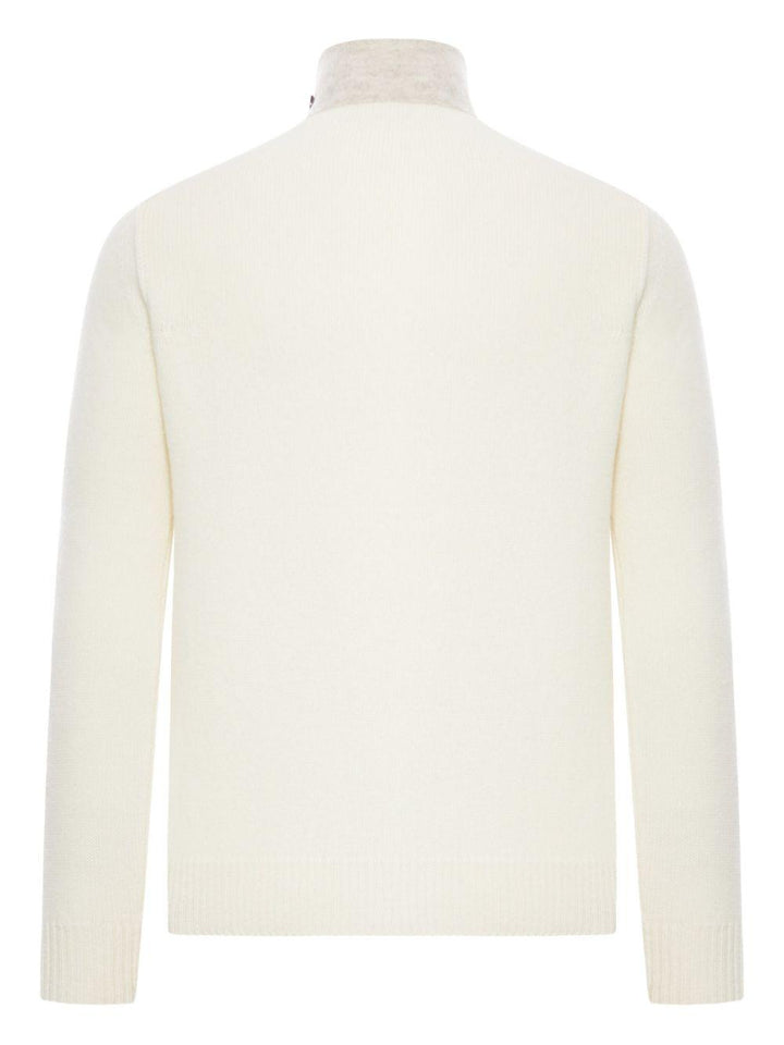 Cardigan avorio con colletto rialzato 