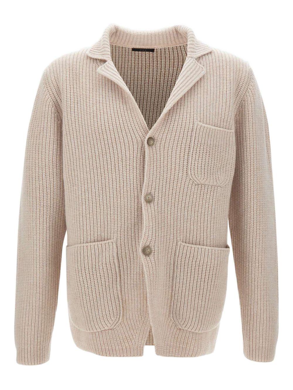 Cardigan beige con applicazione 