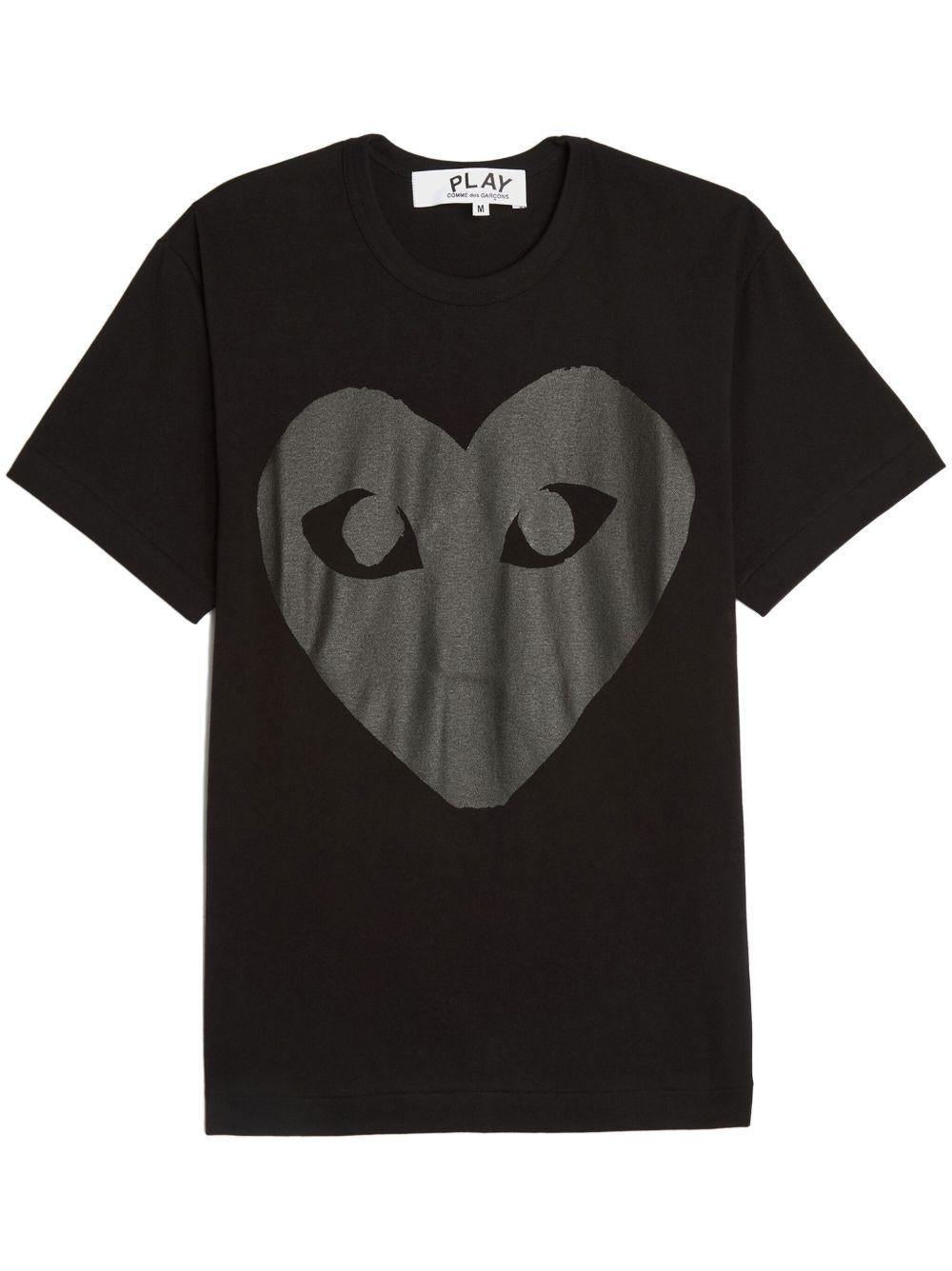 T-shirt nera con stampa cuore fronte e retro 