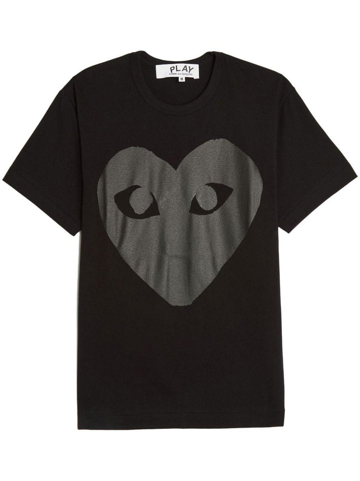 T-shirt nera con stampa cuore fronte e retro 
